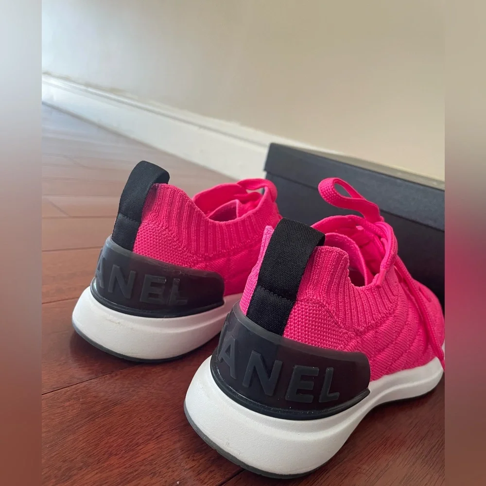 100% authentic Chanel sneakers in bright pink